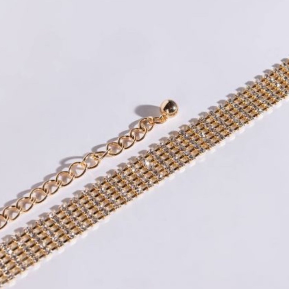 Callie Slim Thick Rhinestone Gold Chain Belt - Picture 4 of 4